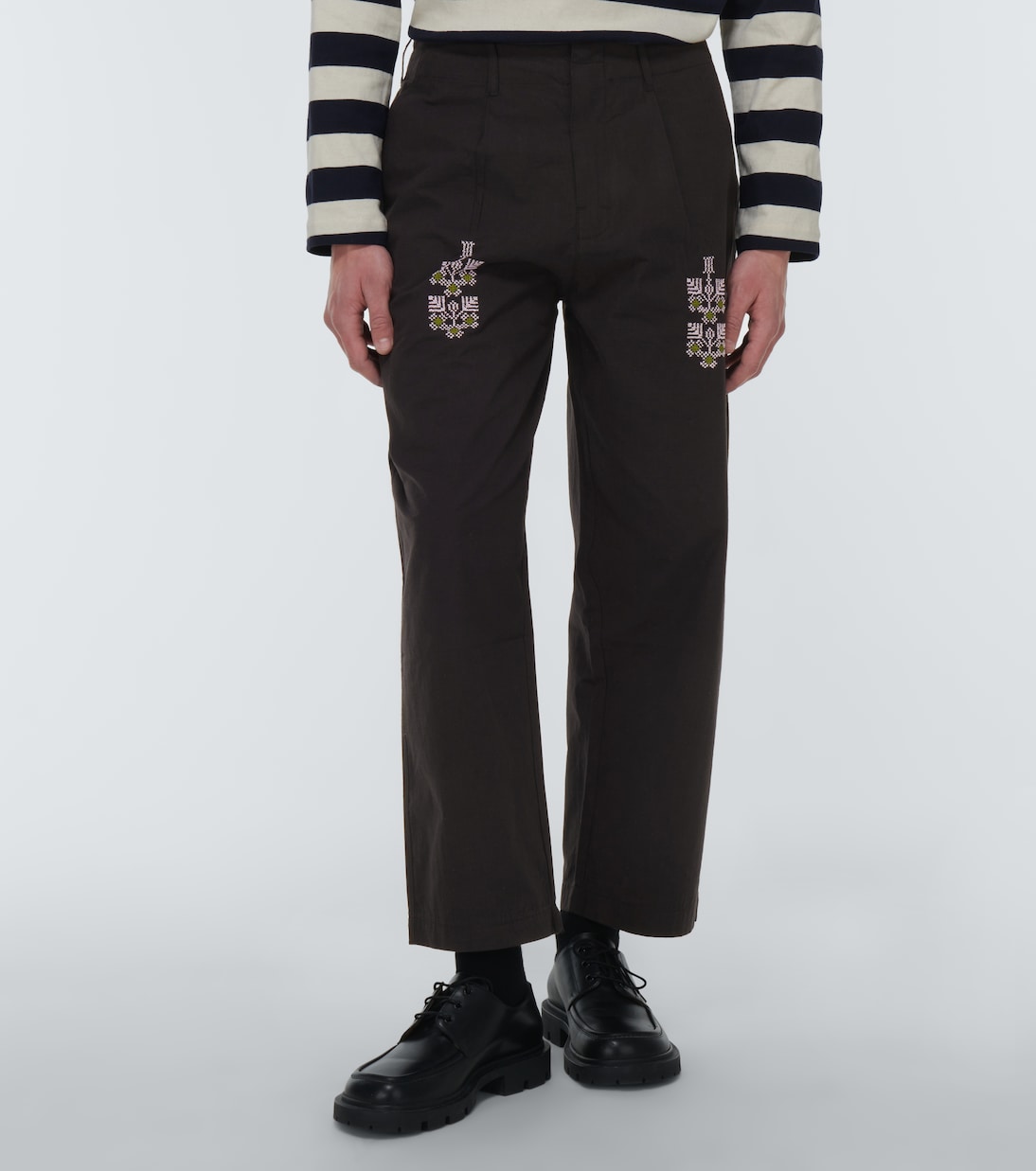 Qrunful embroidered cotton pants | Adish