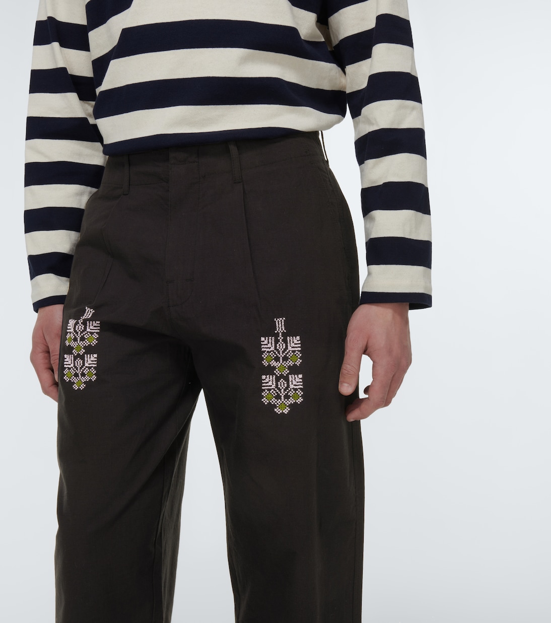 Qrunful embroidered cotton pants | Adish