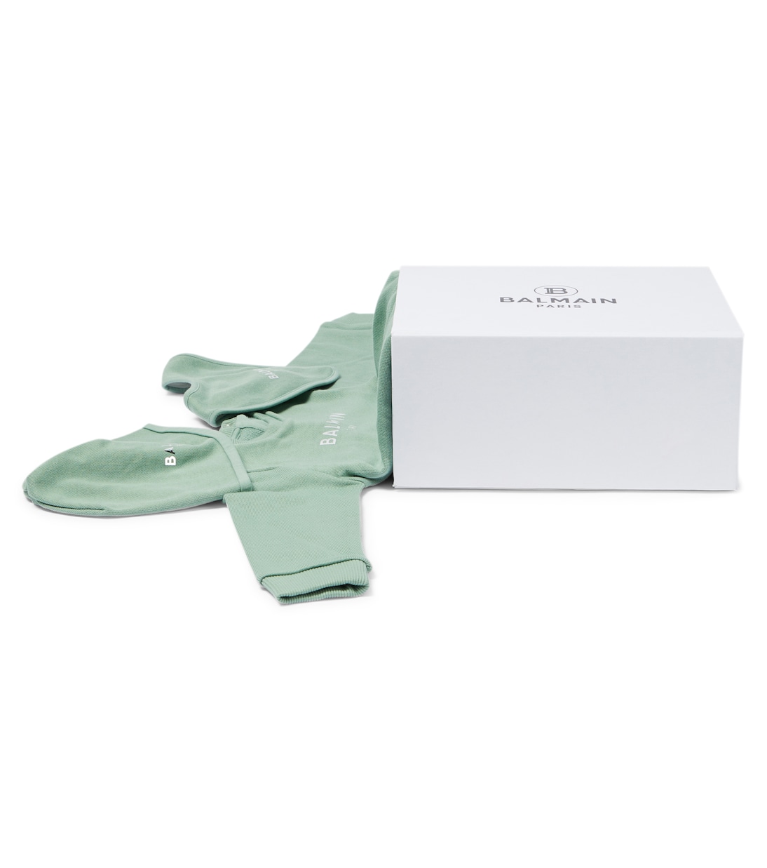 Baby cotton onesie, beanie and bib set | Balmain Kids