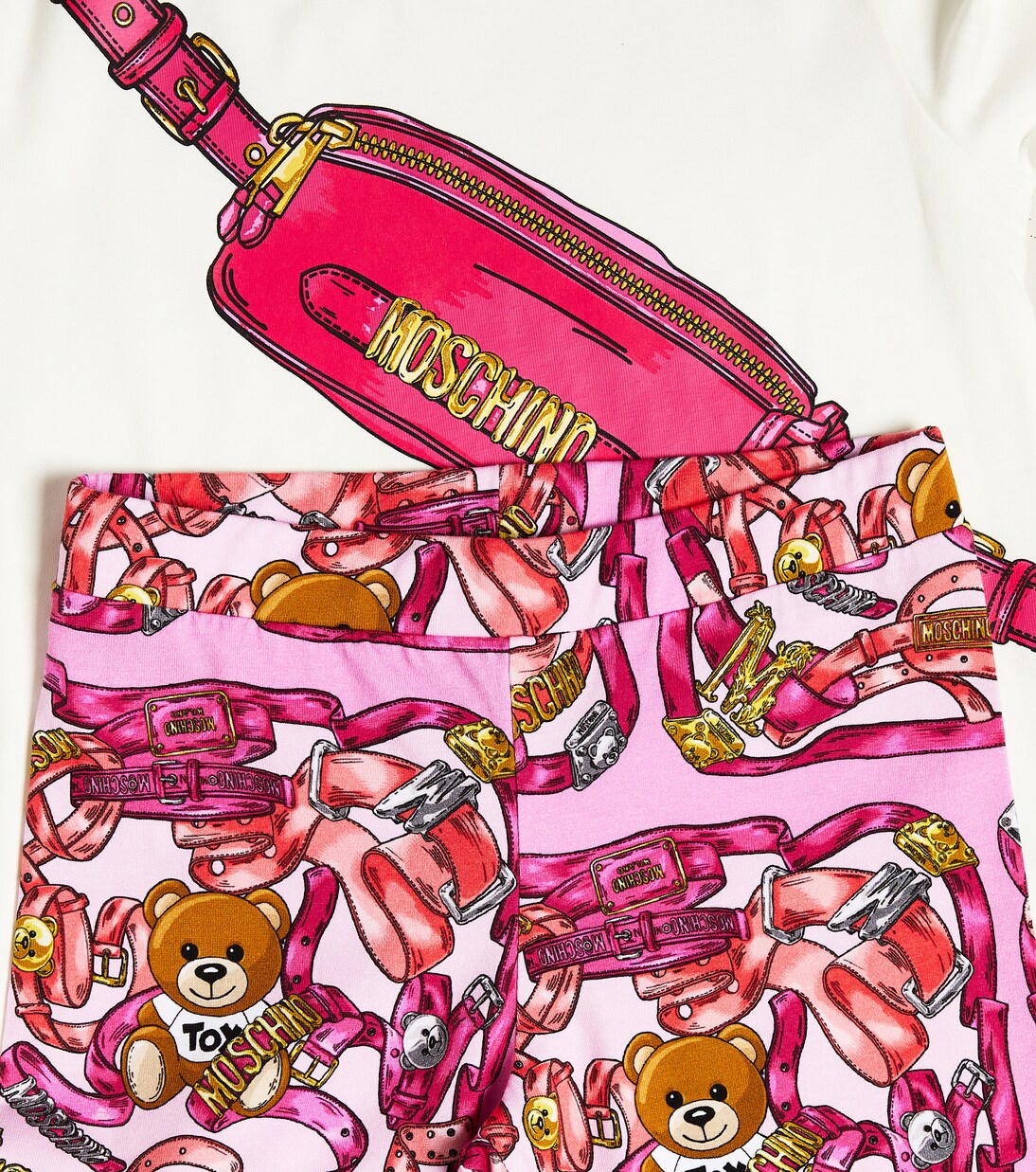 Printed cotton-blend top and leggings set | Moschino Kids