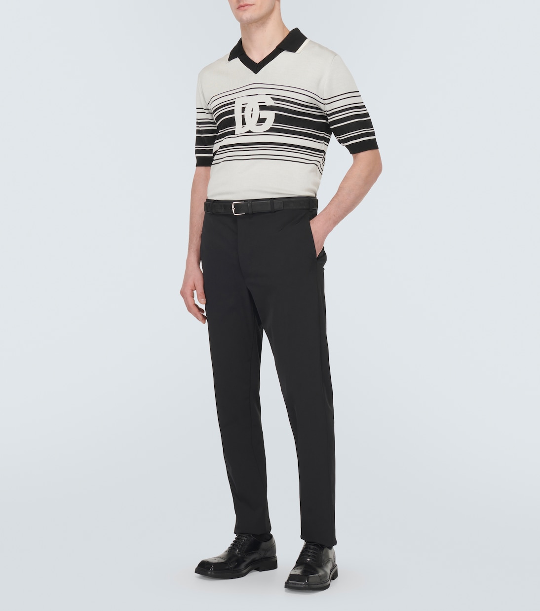 Polohemd aus Seiden-Jacquard | Dolce&Gabbana