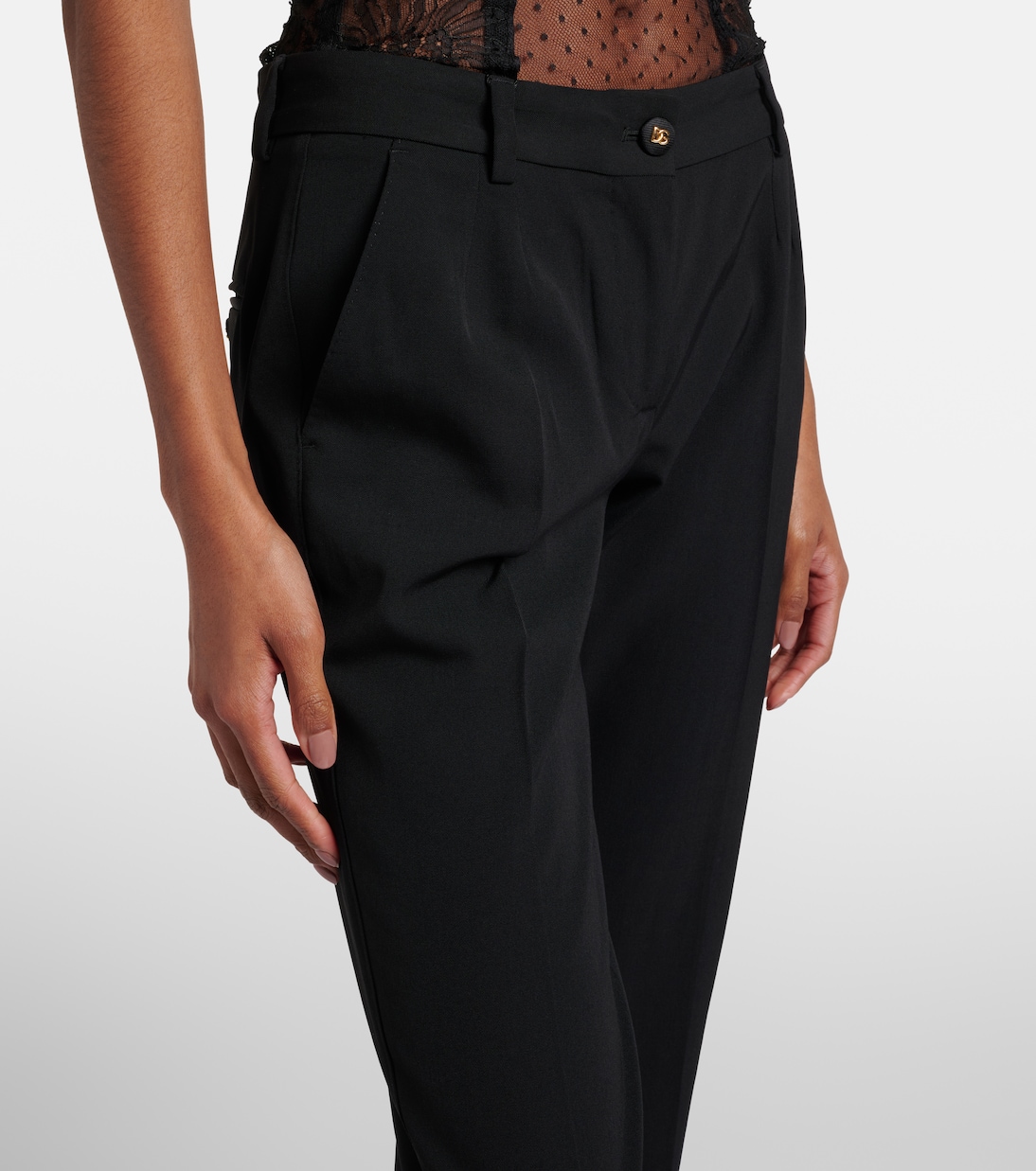 Schmale Low-Rise-Hose aus einem Wollgemisch | Dolce&Gabbana