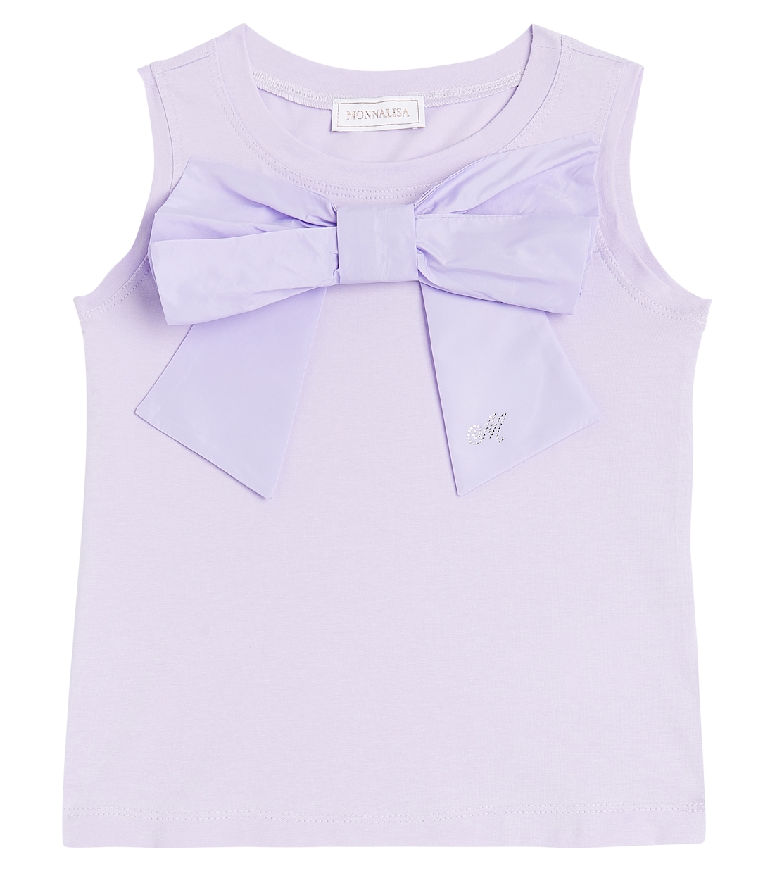 Bow-detail cotton-blend top | Monnalisa