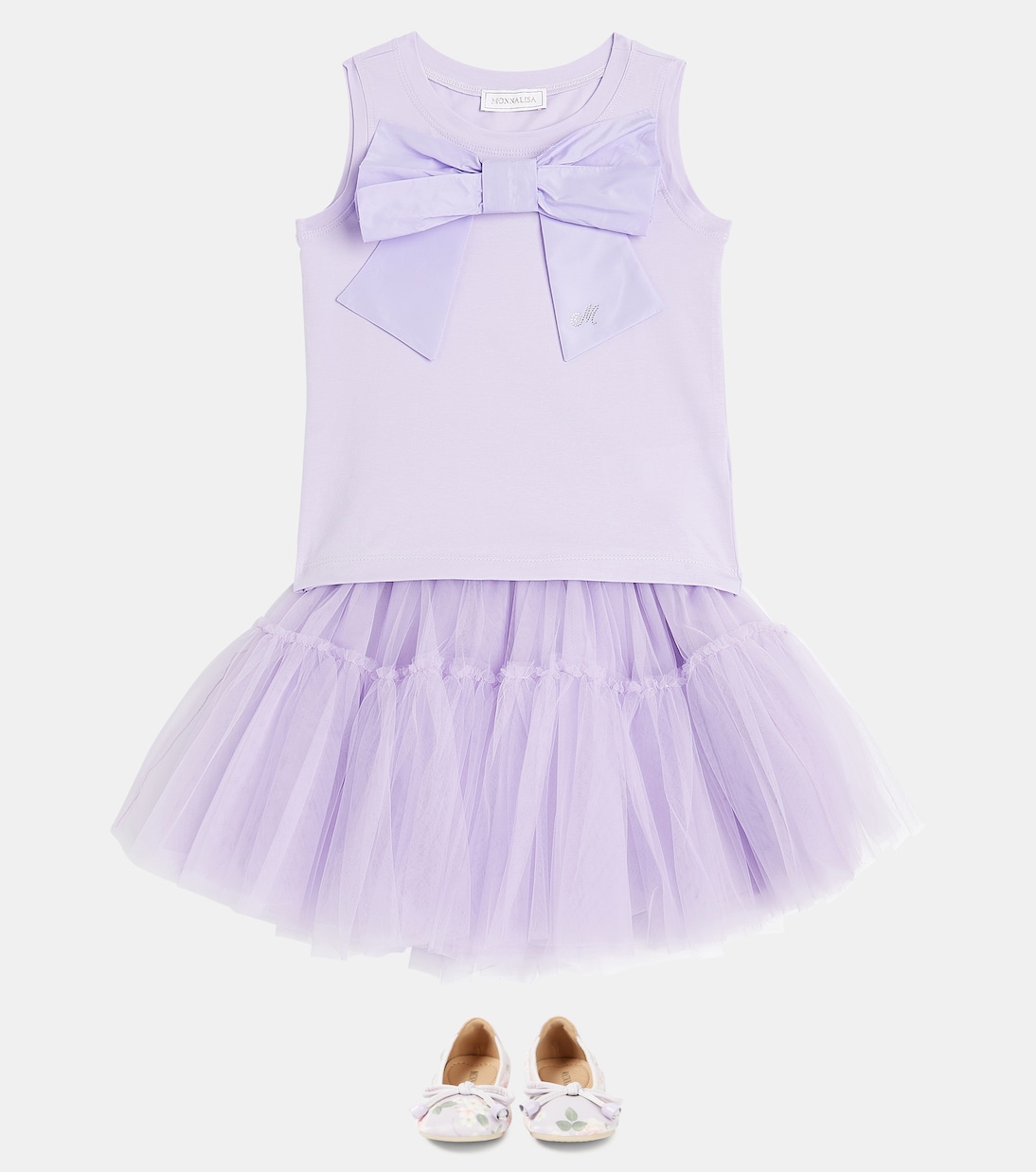 Bow-detail cotton-blend top | Monnalisa