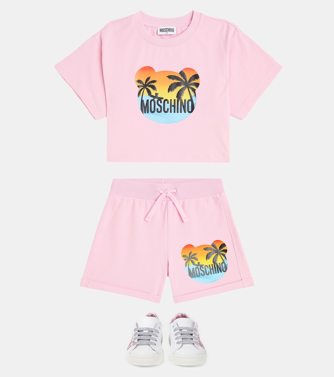 Printed cotton-blend jersey shorts | Moschino Kids