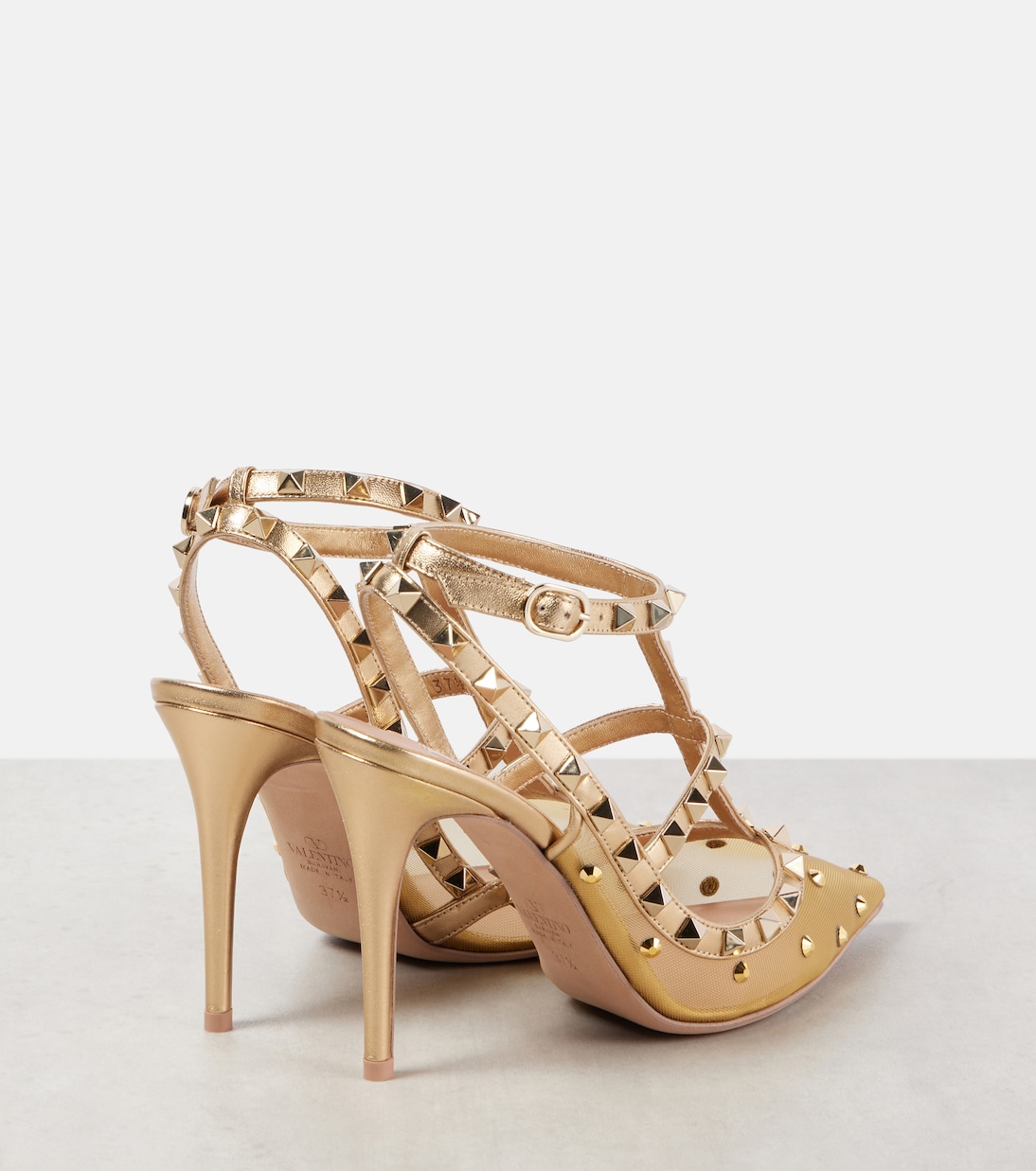 Verzierte Pumps Rockstud 105 mit Metallic-Leder | Valentino Garavani