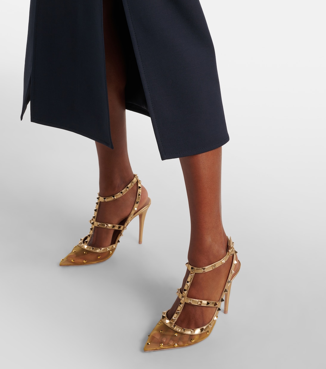 Verzierte Pumps Rockstud 105 mit Metallic-Leder | Valentino Garavani