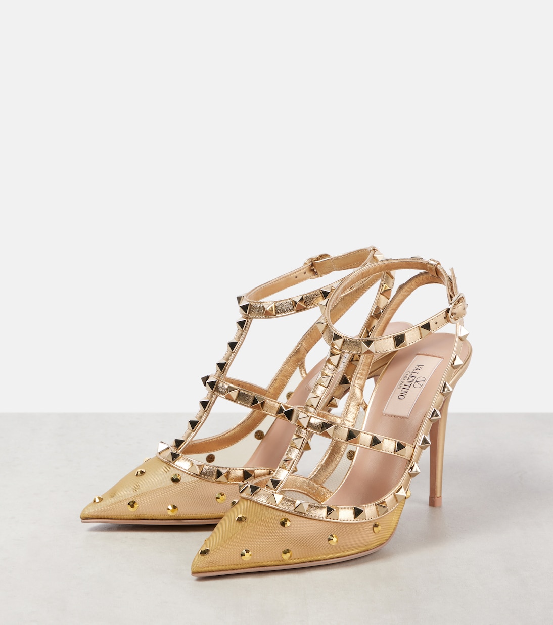 Verzierte Pumps Rockstud 105 mit Metallic-Leder | Valentino Garavani