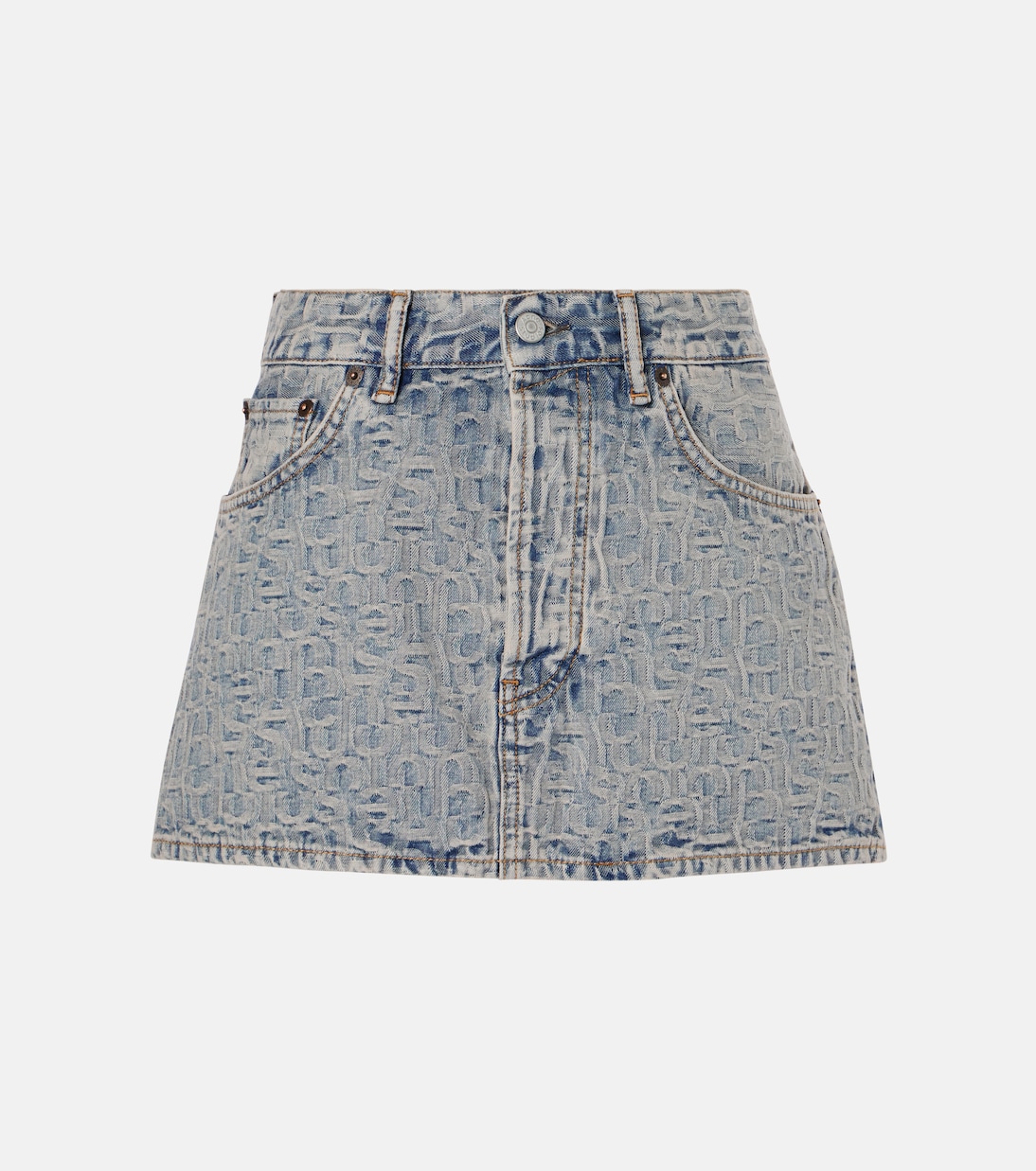 Monogram low-rise denim miniskirt | Acne Studios