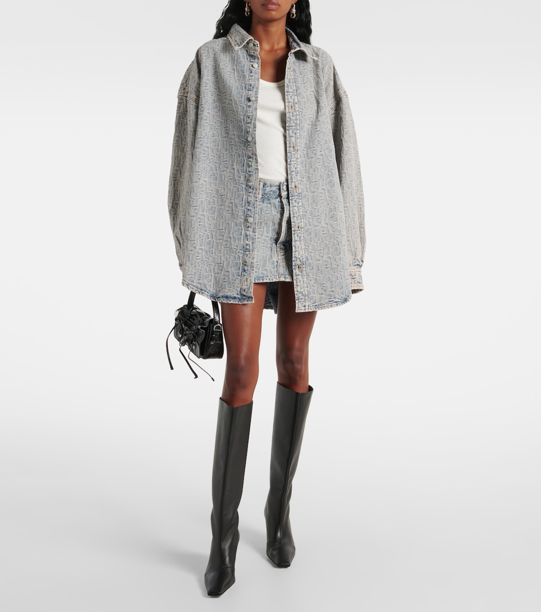 Monogram low-rise denim miniskirt | Acne Studios