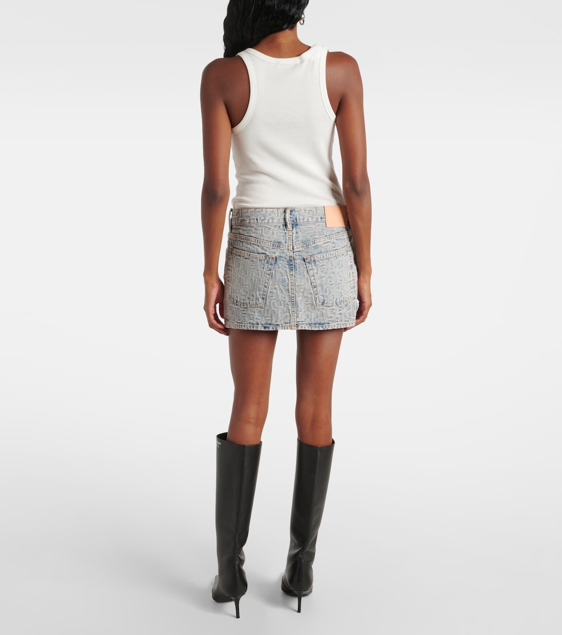 Monogram low-rise denim miniskirt | Acne Studios