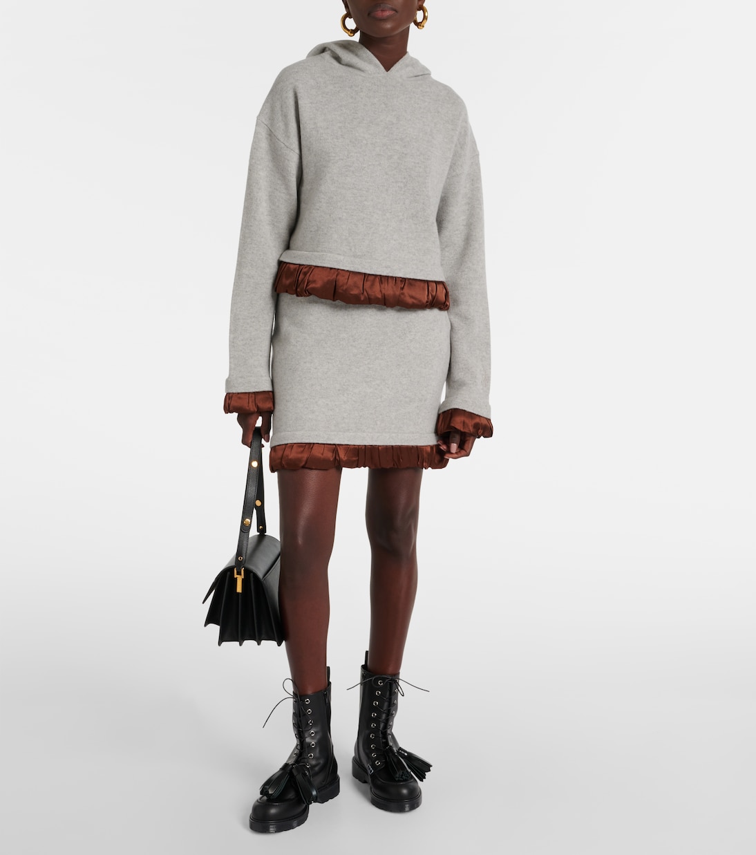 Falda midi de mezcla de lana con satén | JW Anderson