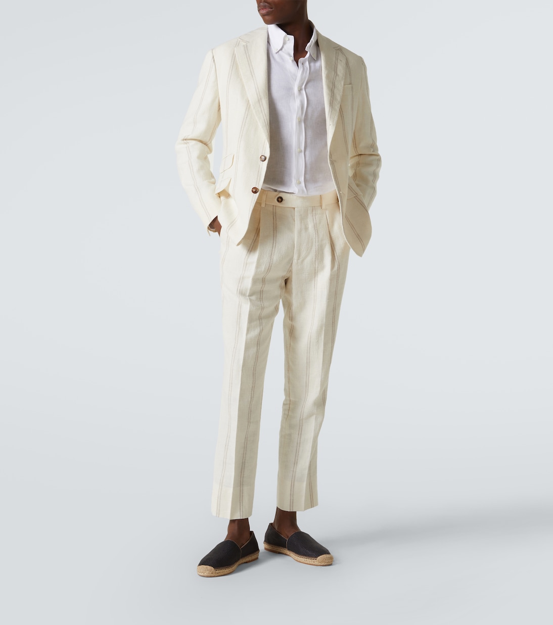 Striped linen and wool-blend suit | Brunello Cucinelli