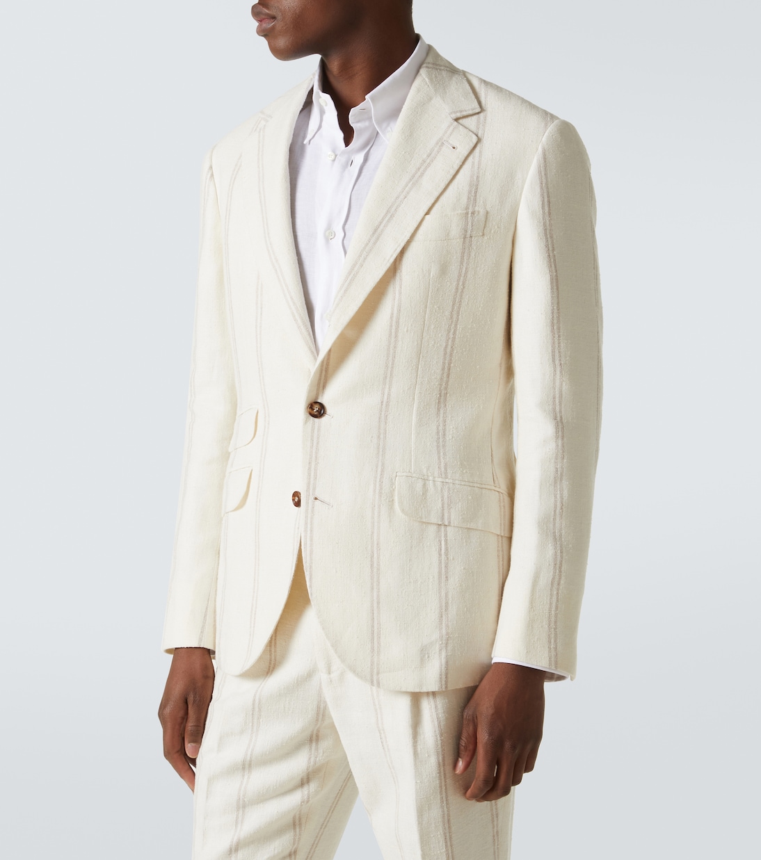 Striped linen and wool-blend suit | Brunello Cucinelli