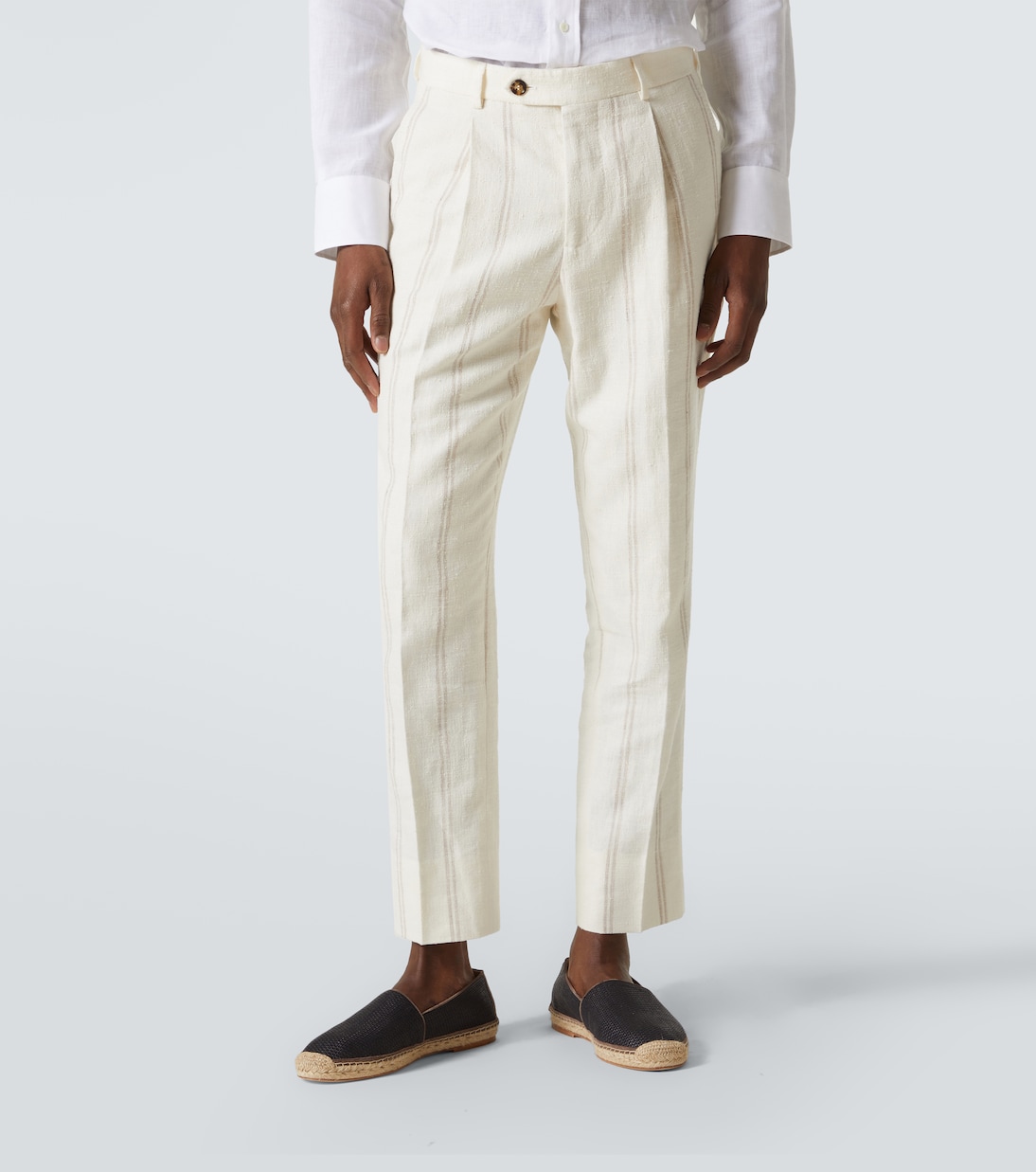 Striped linen and wool-blend suit | Brunello Cucinelli