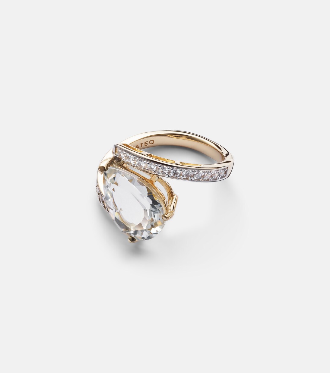 Bague Slanted en or 14 ct, topaze et diamants | Mateo