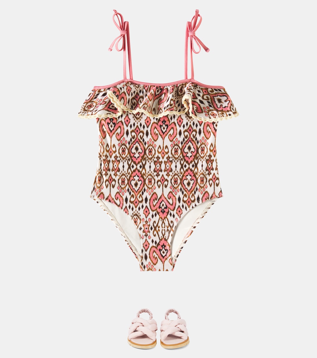 Wylie ruffled printed swimsuit | Zimmermann Kids