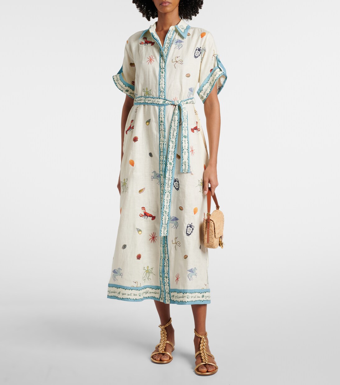 Robe chemise Sandy brodée en lin | Alémais