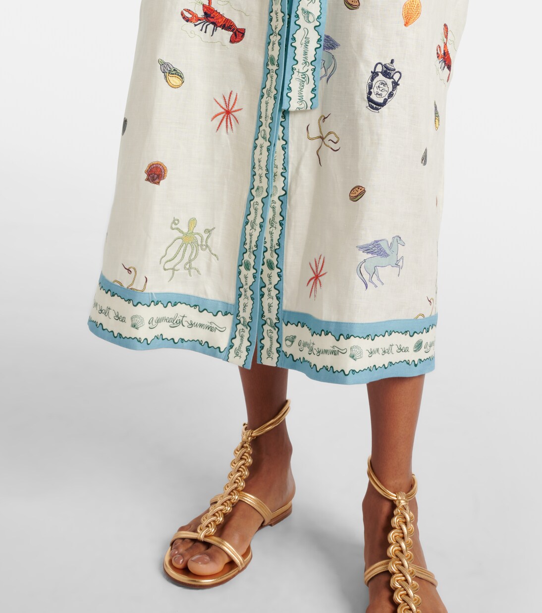 Robe chemise Sandy brodée en lin | Alémais