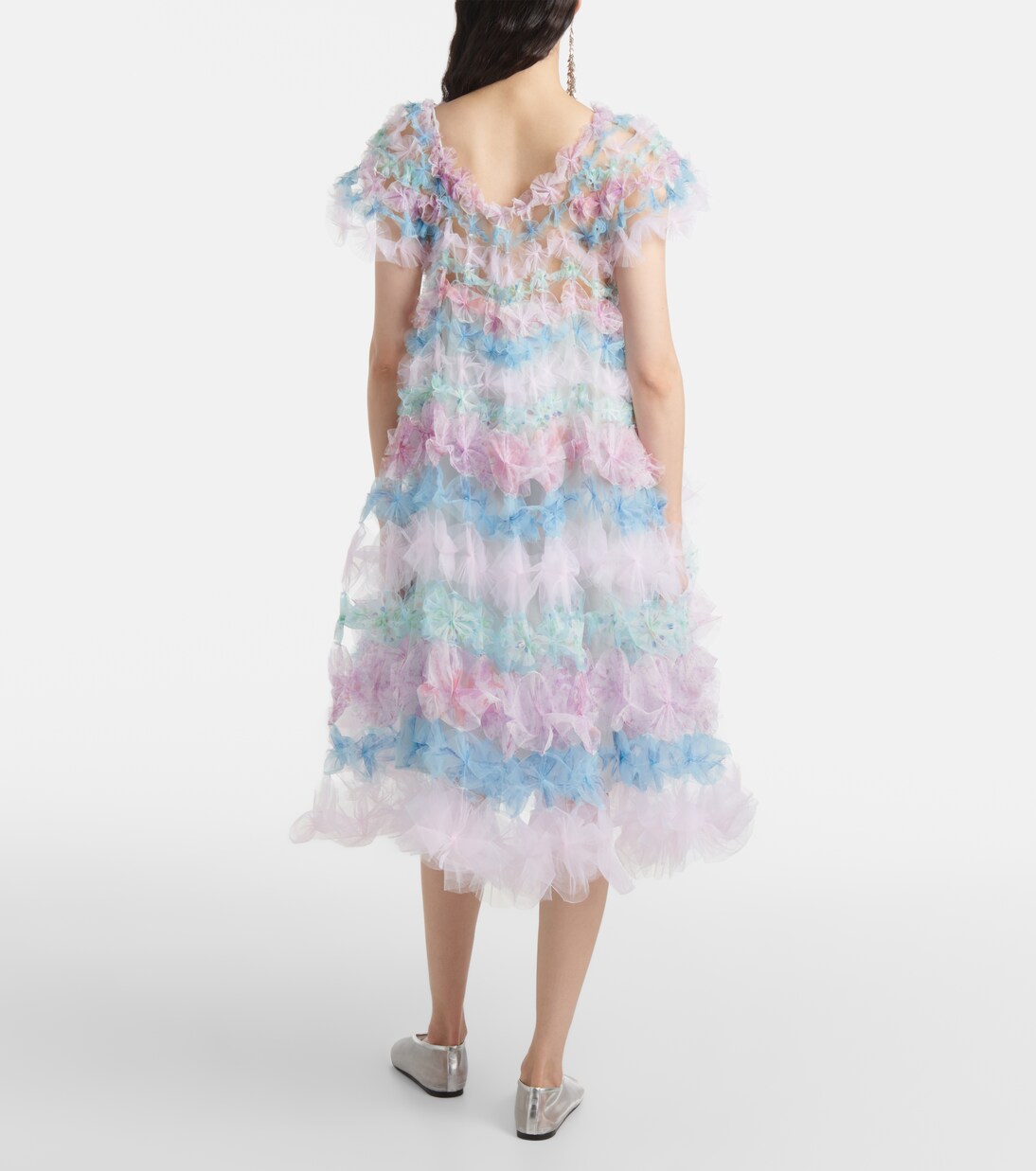 Robe midi Air-Flower en tulle à fleurs | Susan Fang