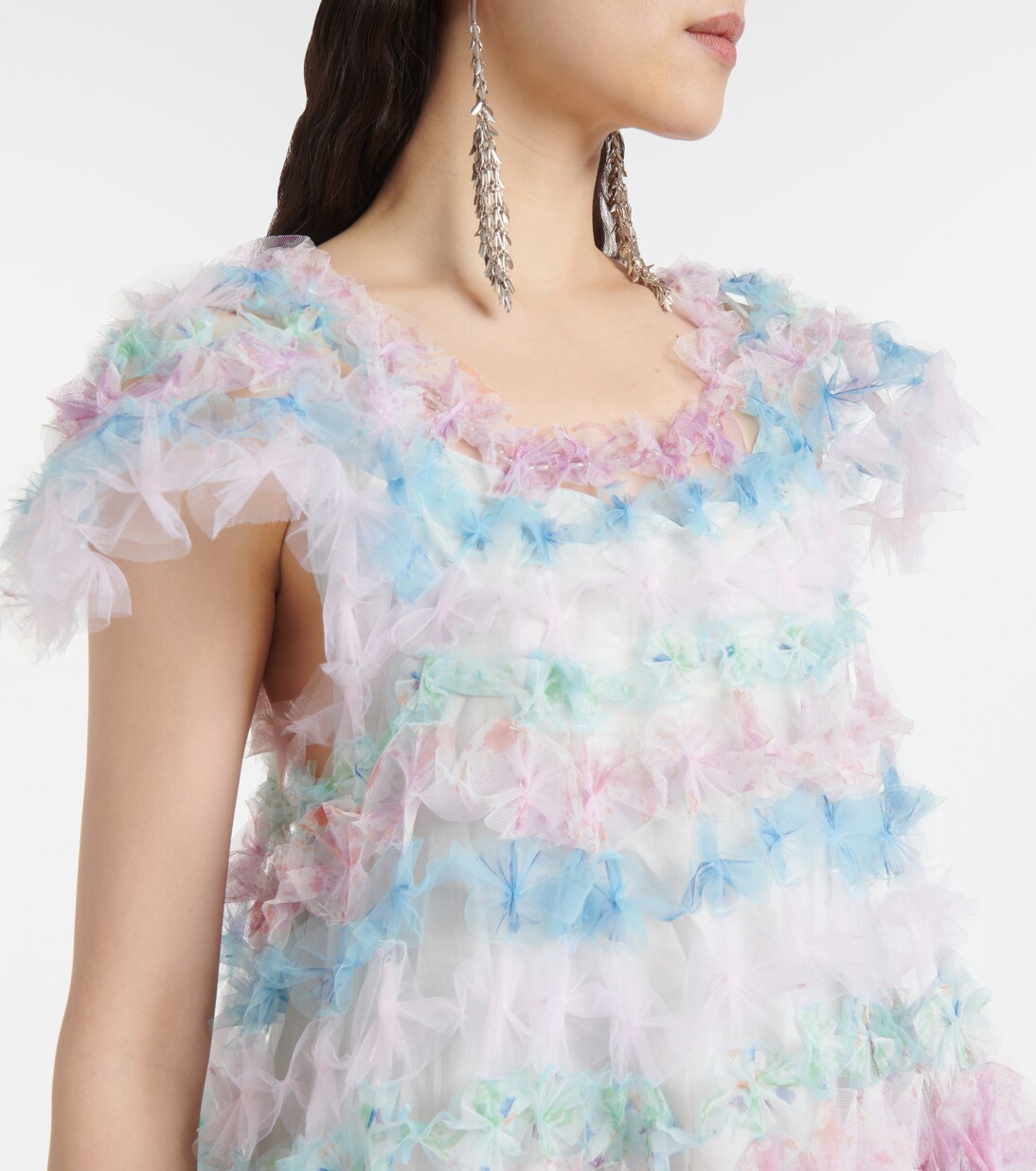Robe midi Air-Flower en tulle à fleurs | Susan Fang