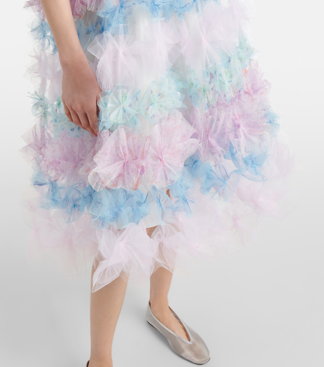 Robe midi Air-Flower en tulle à fleurs | Susan Fang