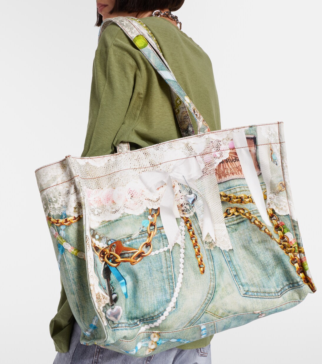 Logo trompe l'oeil canvas tote bag | Acne Studios