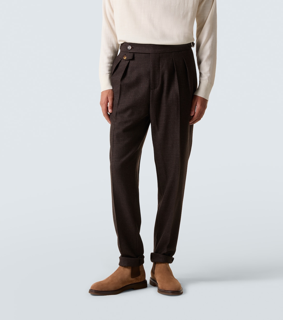 Checked wool, cashmere, and silk twill suit | Brunello Cucinelli