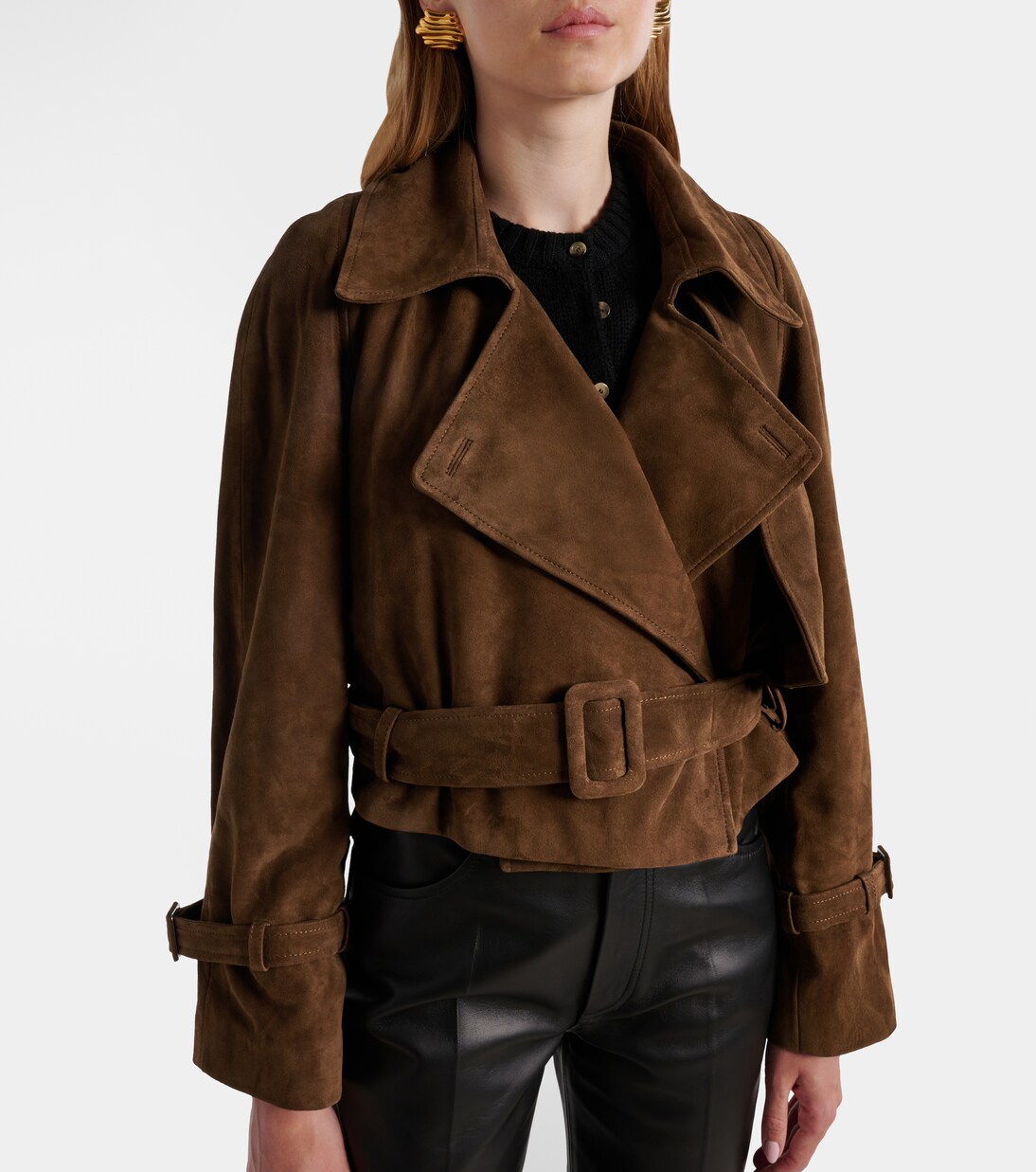 Cropped-Jacke Hatti aus Veloursleder | Nour Hammour