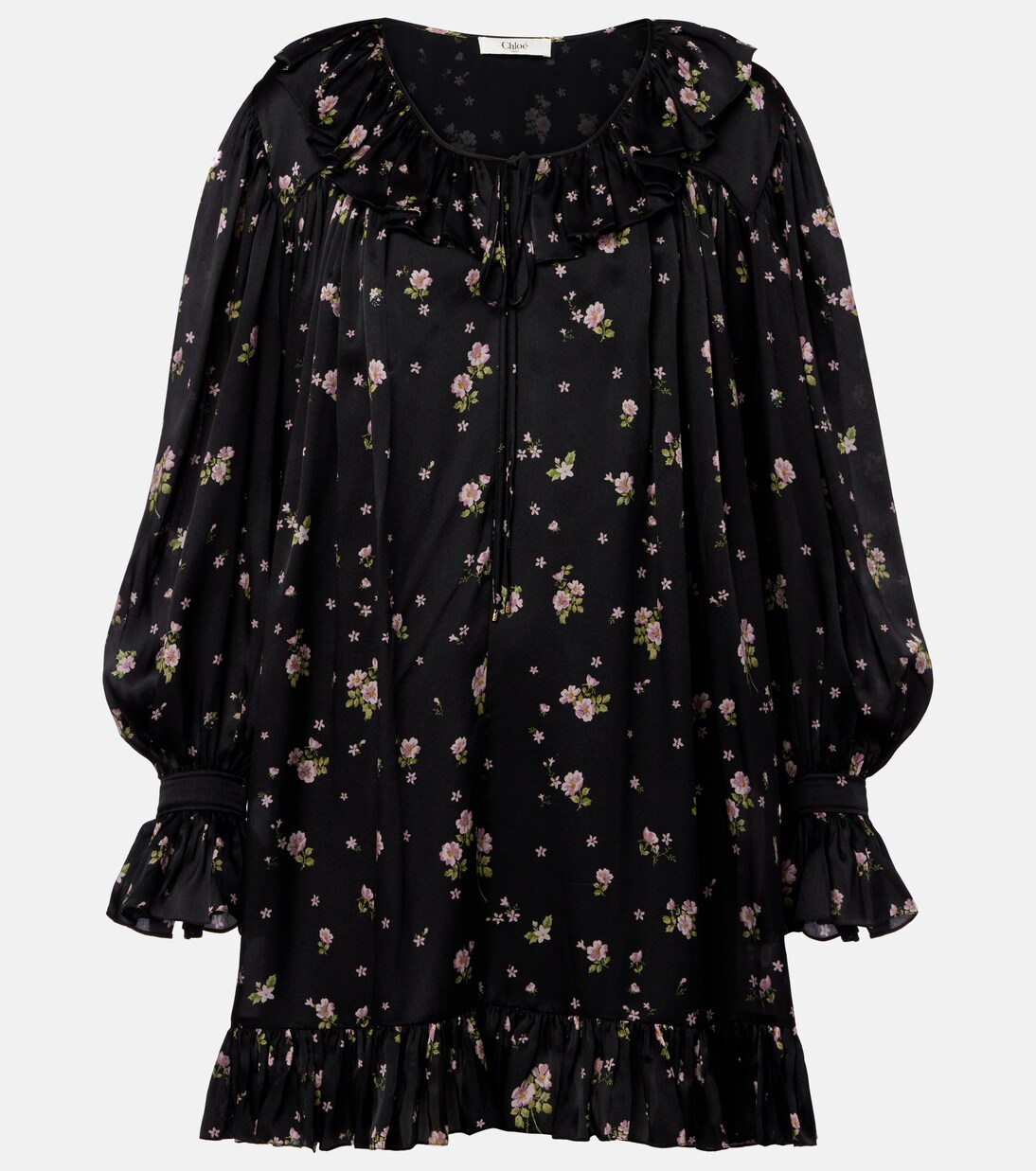 Vestido corto de charmeuse de seda | Chloé