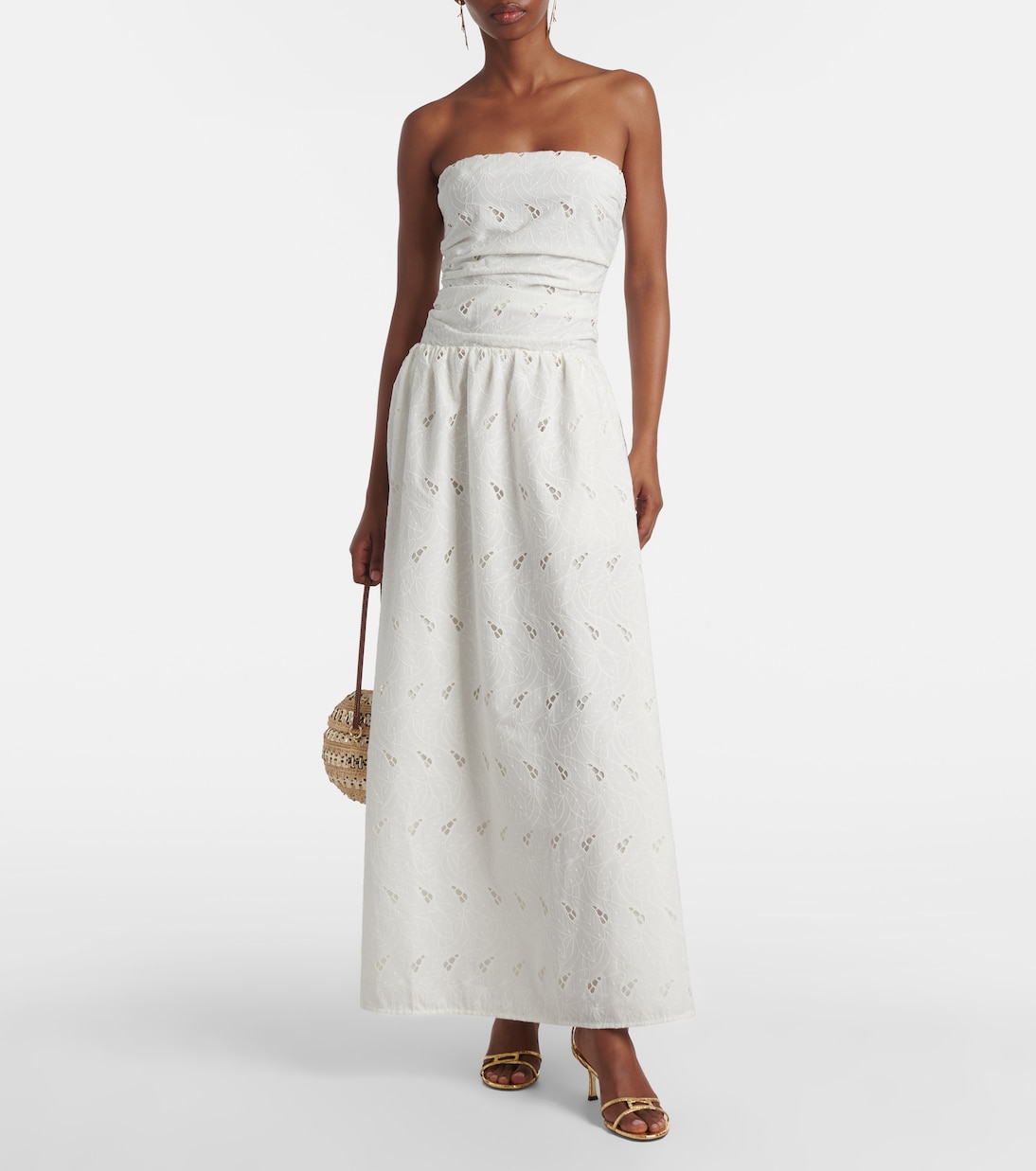 Abito lungo Moa in sangallo drappeggiato | Faithfull