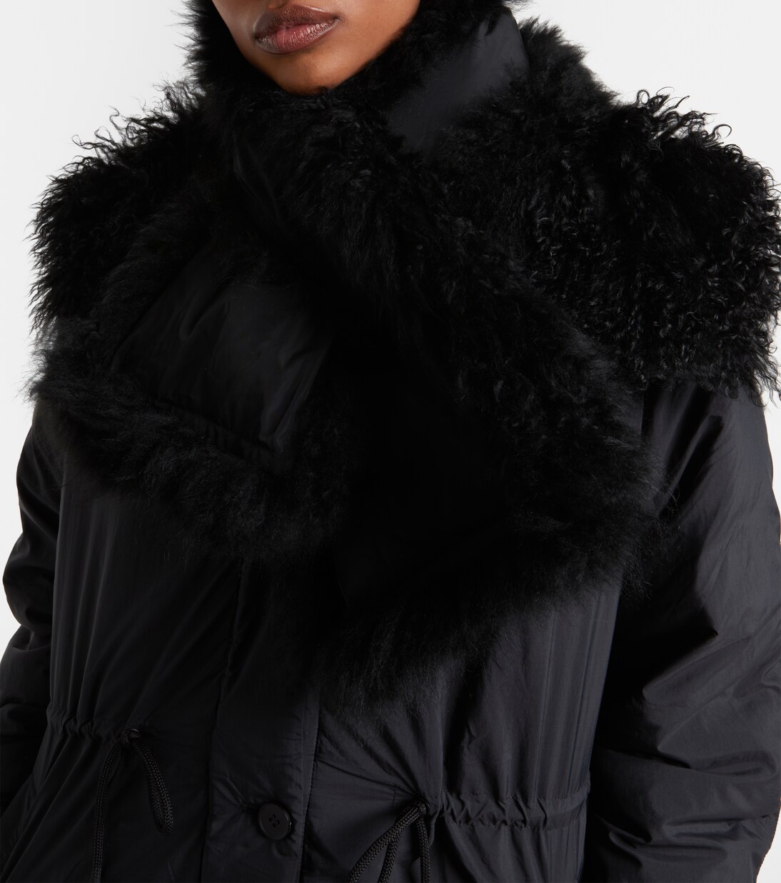 Reversible shearling down scarf | Yves Salomon