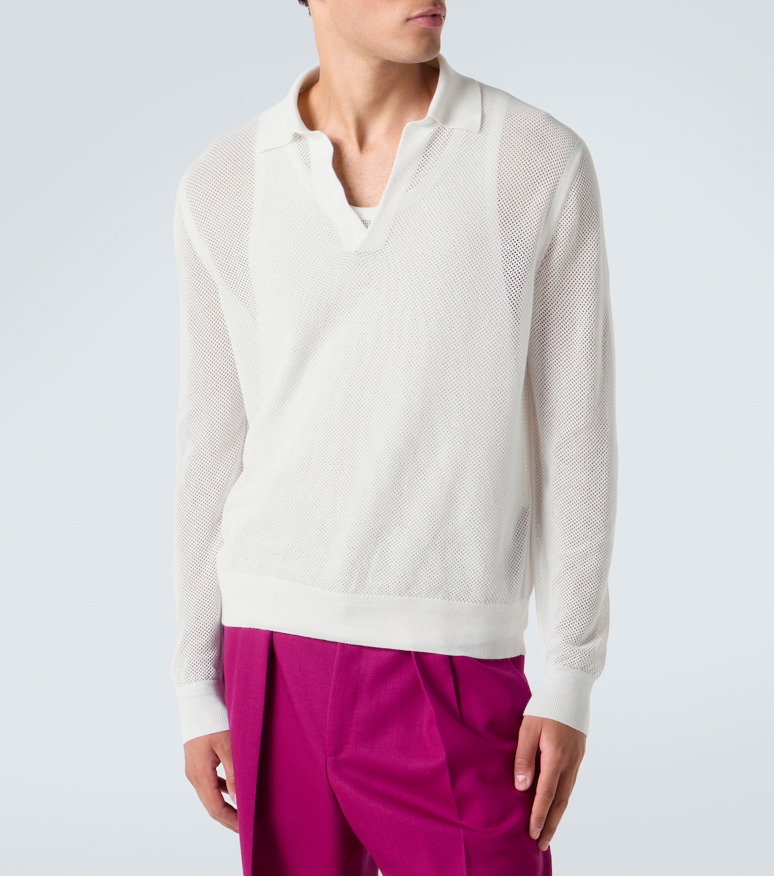 Semi-sheer cotton polo sweater | Tom Ford