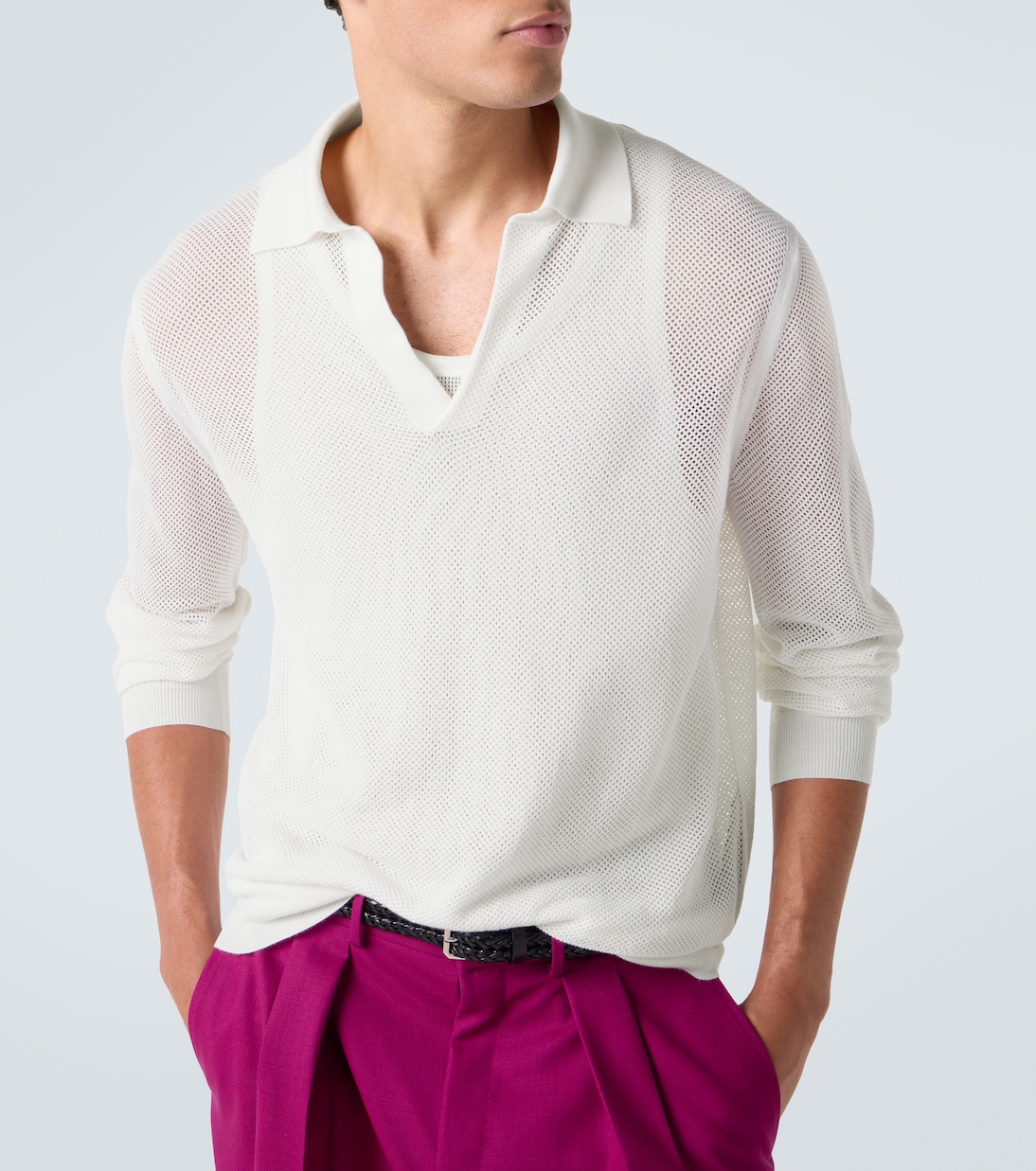 Semi-sheer cotton polo sweater | Tom Ford