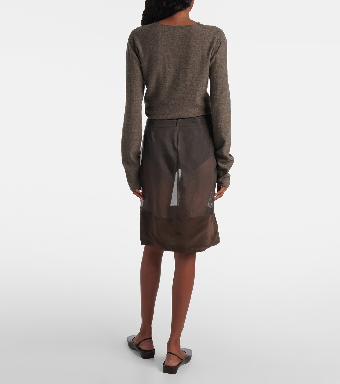 Mabel satin-trimmed mesh midi skirt | Calvin Klein Collection