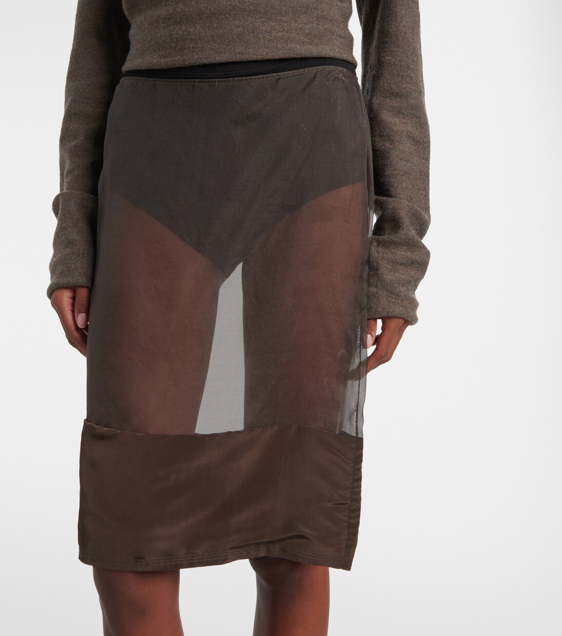 Mabel satin-trimmed mesh midi skirt | Calvin Klein Collection