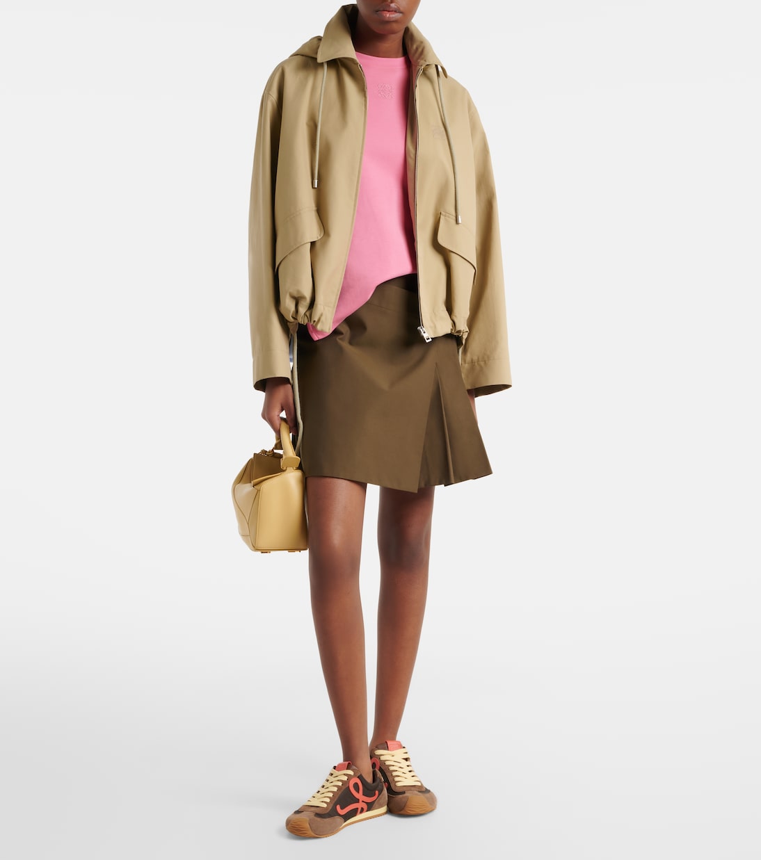 Wickelrock aus einem Baumwollgemisch mit Leder  | Loewe