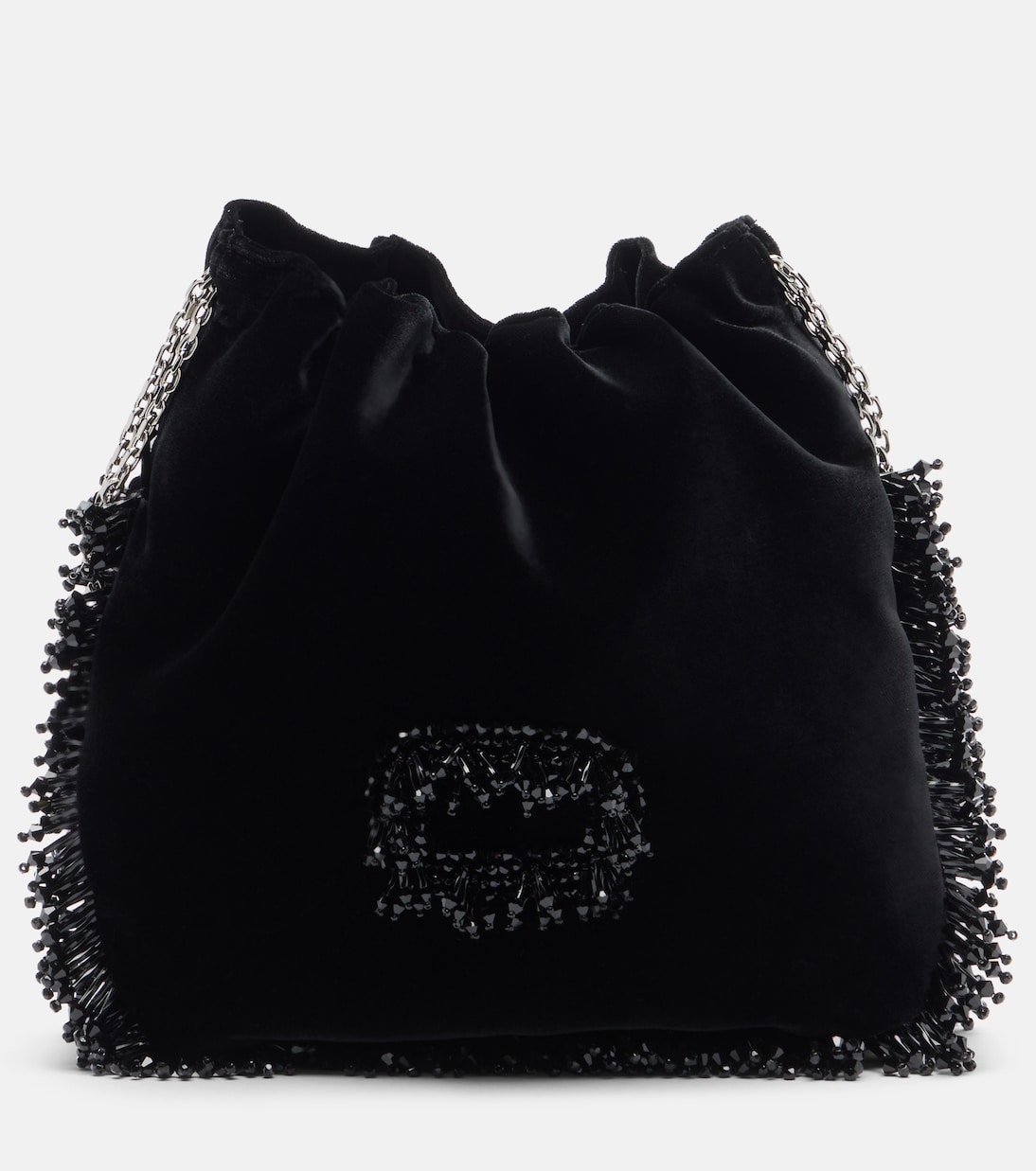Pilgrim Mini beaded velvet bucket bag | Roger Vivier
