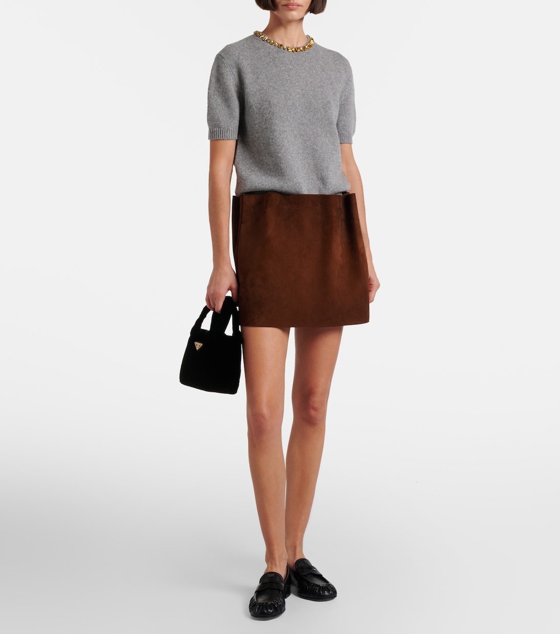 Mini velvet top-handle bag | Prada