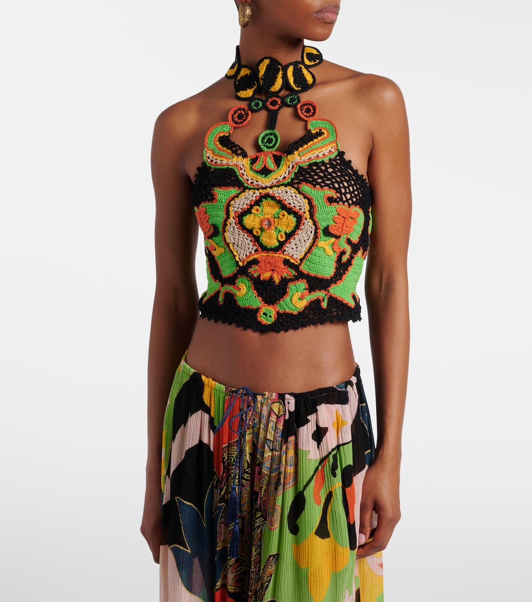 花卉钩编棉质短款上衣 | Etro