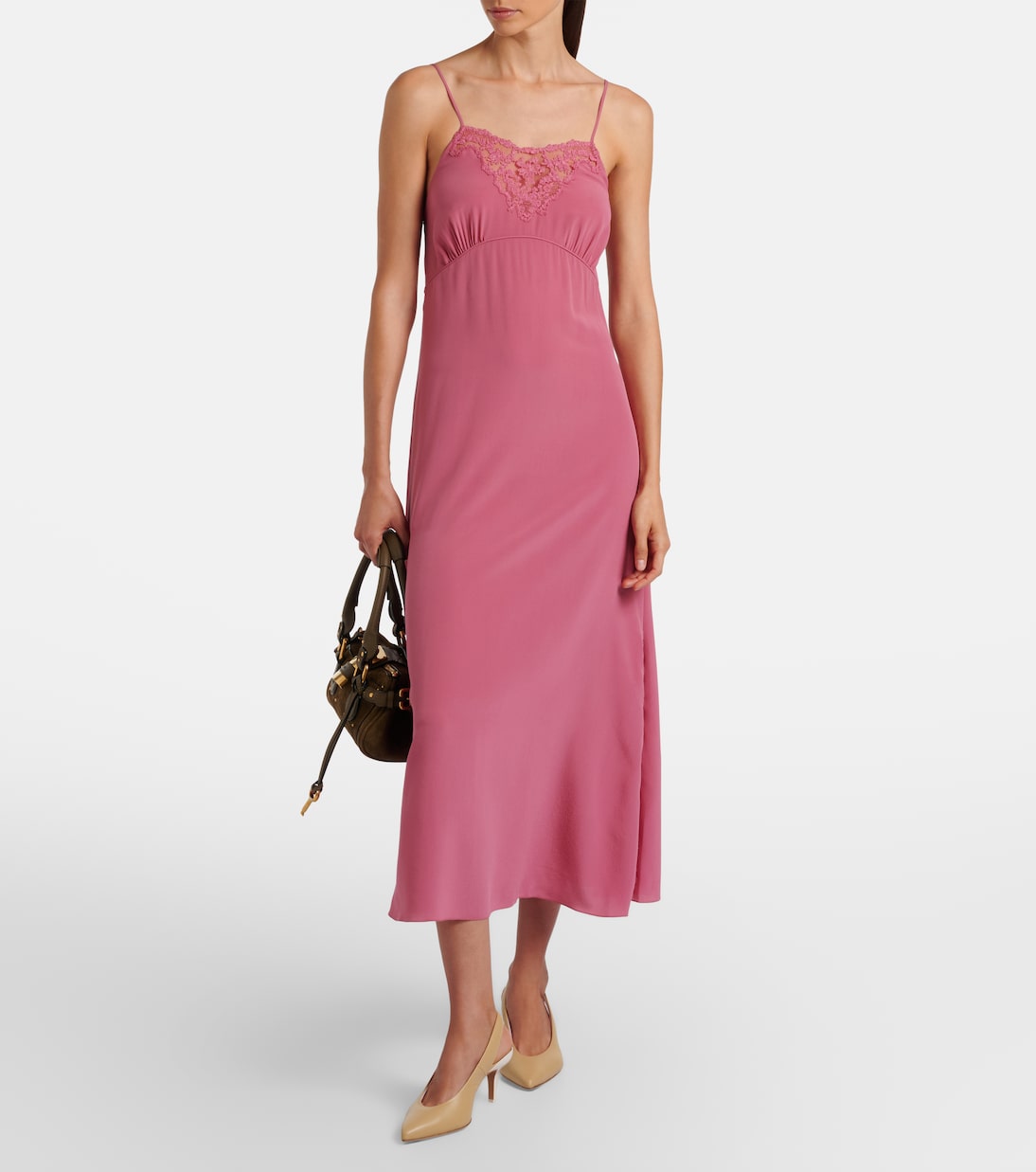 Abito sottoveste in seta con pizzo | Chloé