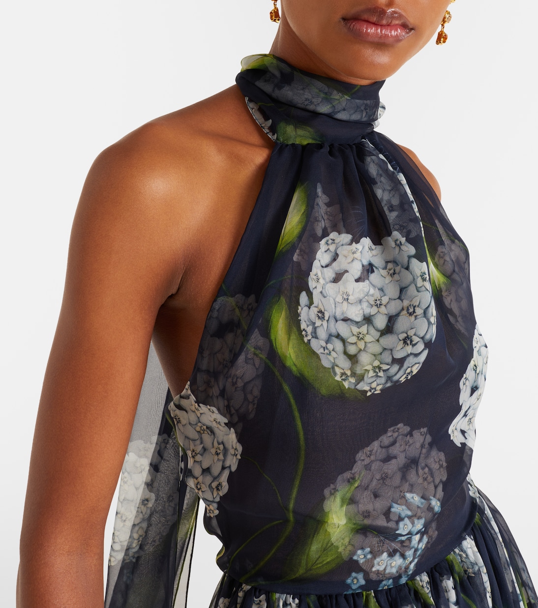Robe Porcelain Flower aus Seidenchiffon | Oscar de la Renta