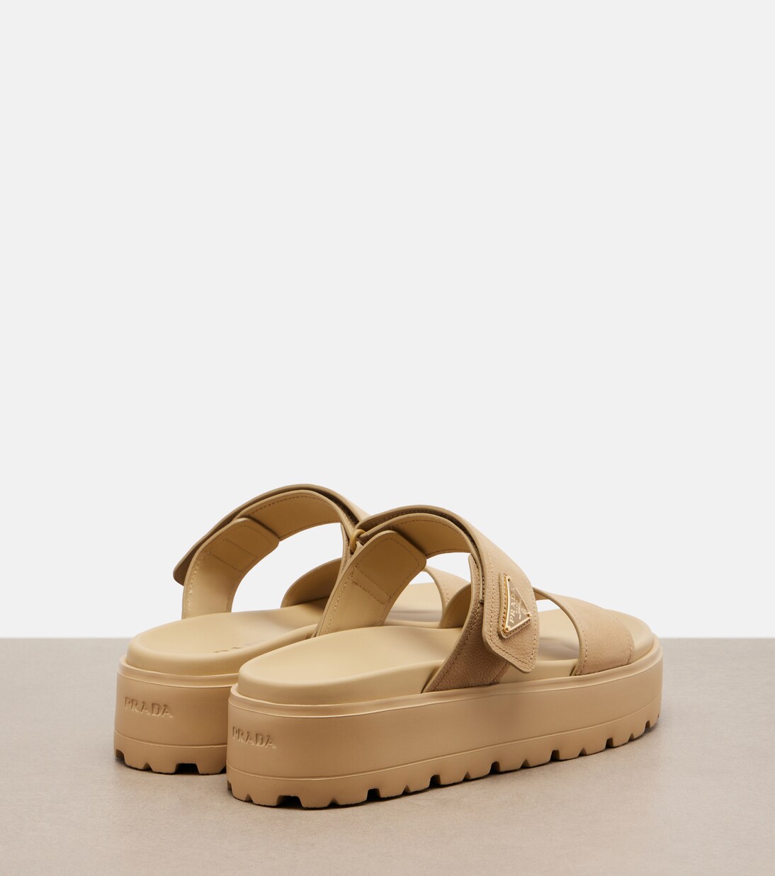 Leather platform sandals | Prada