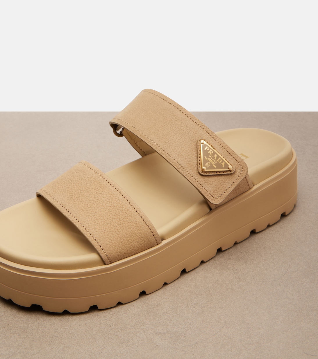 Leather platform sandals | Prada