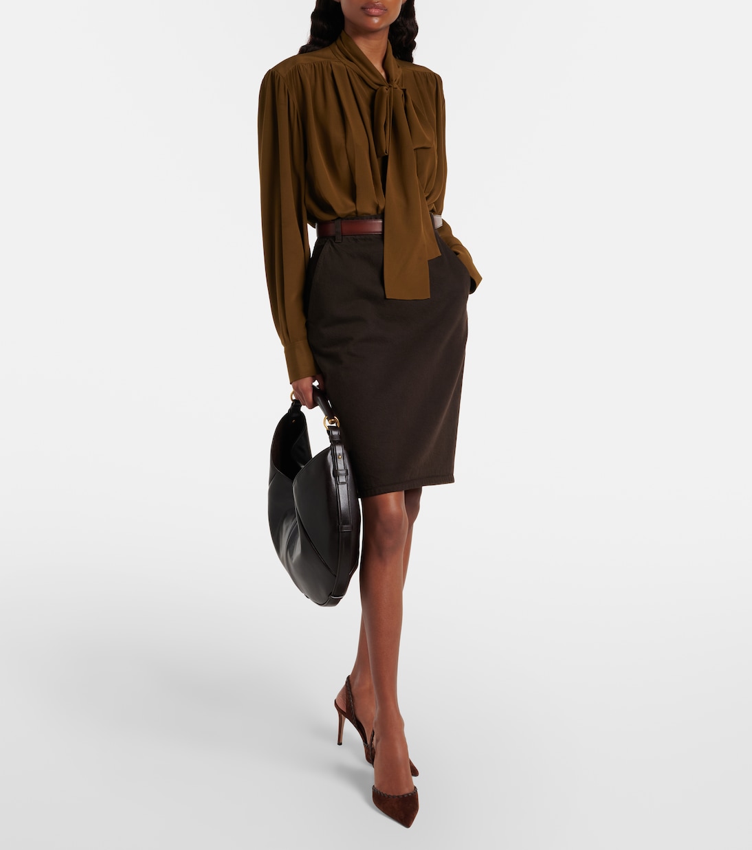 Leather-trimmed suede slingback pumps | Gianvito Rossi