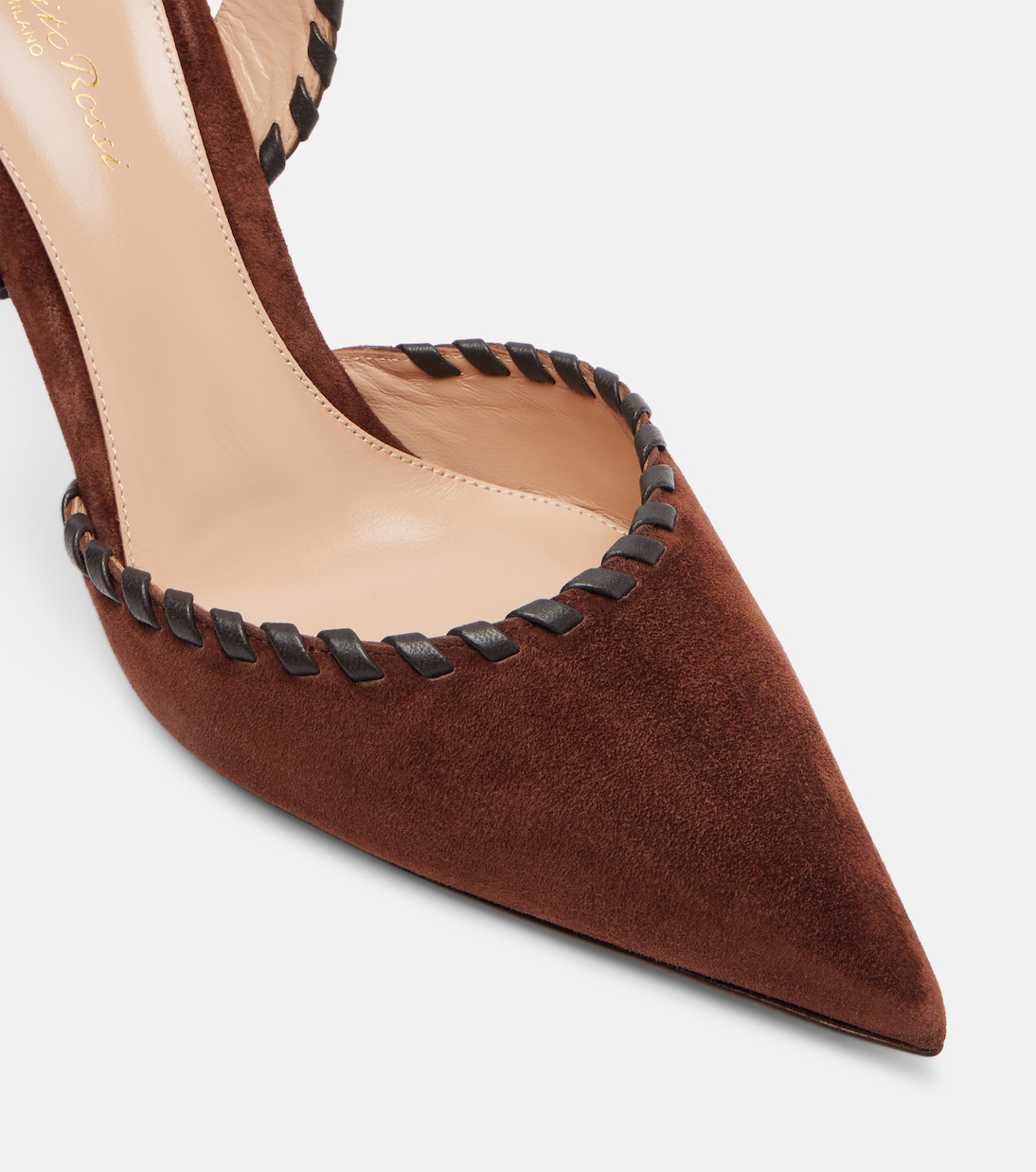 Leather-trimmed suede slingback pumps | Gianvito Rossi
