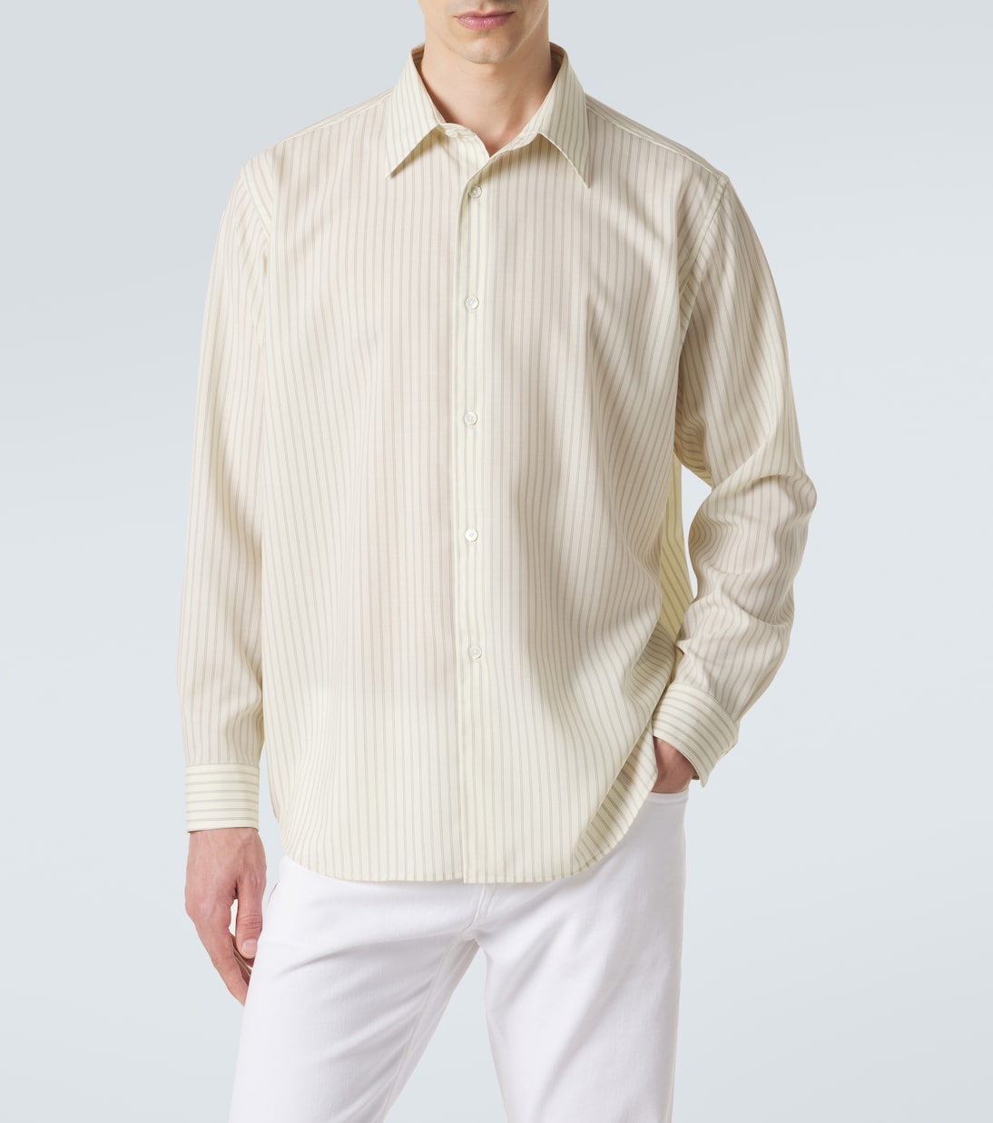 Chemise en laine à rayures | Auralee