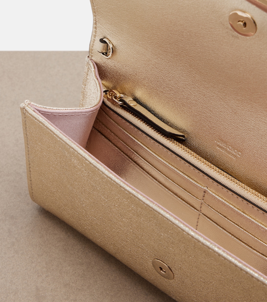 Emmie Small metallic leather clutch | Jimmy Choo