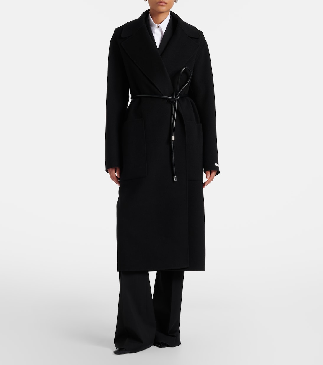 Belted oversized virgin wool wrap coat | Sportmax
