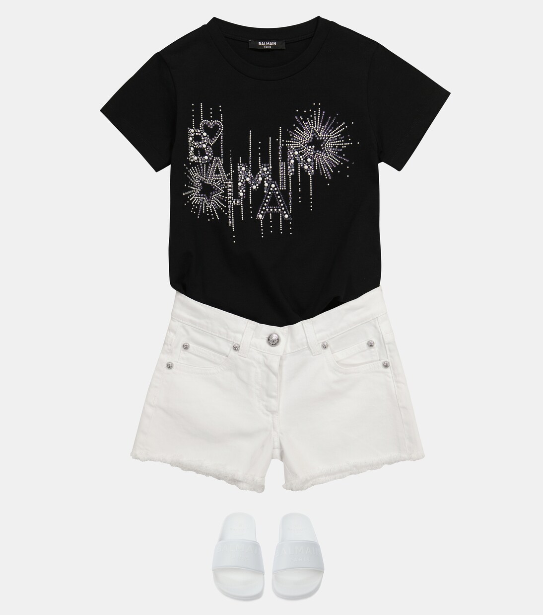 Logo embellished cotton T-shirt | Balmain Kids